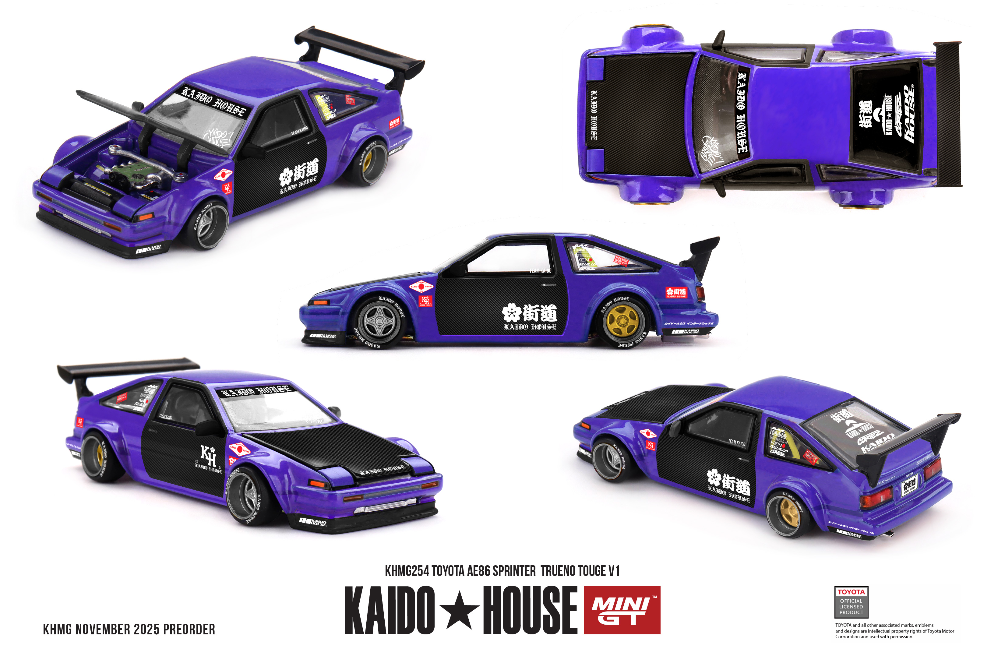 Kaido House × Mini GT Toyota AE86 Sprinter Trueno 1/64 preventa