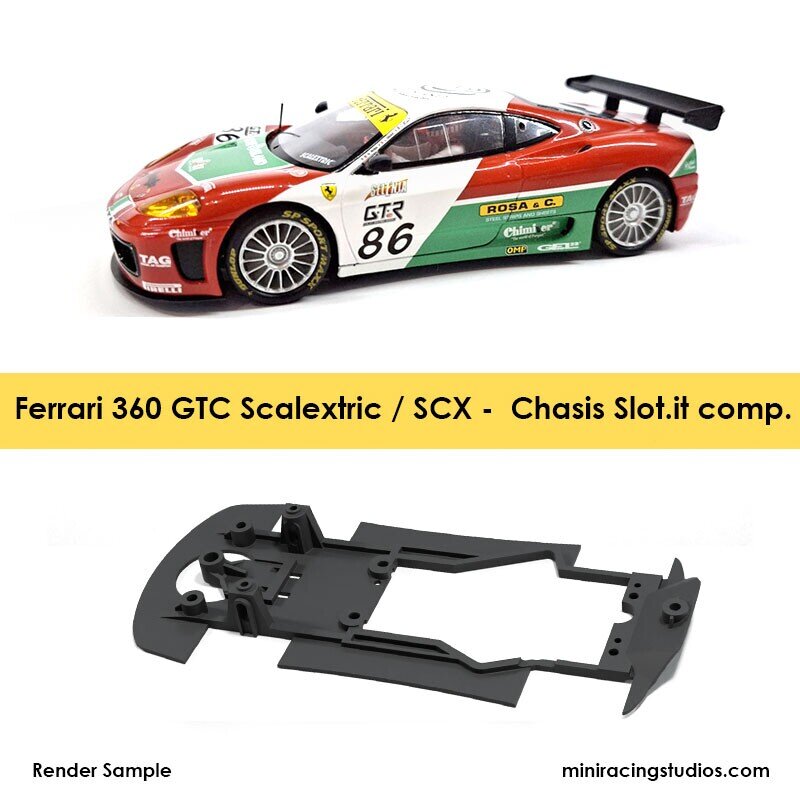 SCX Ferrari 360 GTC 1/32 スロットカー Chasis 3D SCX Ferrari 360 GTC Modena Slot.it 1:32